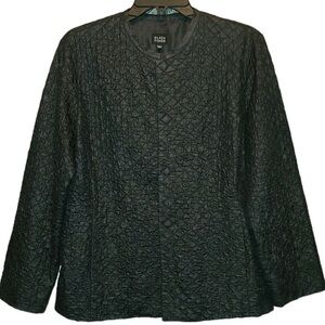 Eileen Fisher Blazer Diamond Textured Silk Black Small
